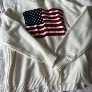 Brandy Melville White Sweater with Flag Design